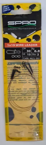 Spro Matte Black LEADER 1x19 Wire 30cm 6,8kg 2 Stück Stahlvorfächer Matt Schwarz