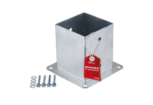 SO-TECH® Pfostenbeschlag Aufschraubanker Stahl feuerverzinkt für Garten / Terrasse (1 St), für Vierkantholz (Vierkant 120 x 120 mm) 152 mm Höhe