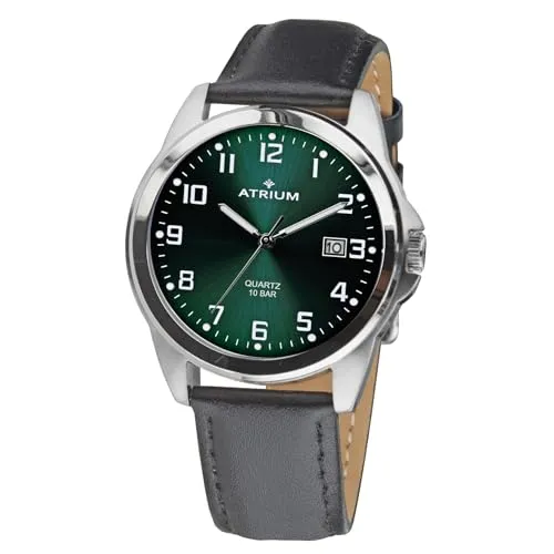 Atrium Herren-Armbanduhr Edelstahl Analog Quarz A16-16 - Armbanduhren für Herren mit sehr gut ablesbarem Zifferblatt in British Racing Green, Leuchtzeigern und 10 bar Wasserdichtigkeit – ideal für Outdoor und Handwerk.