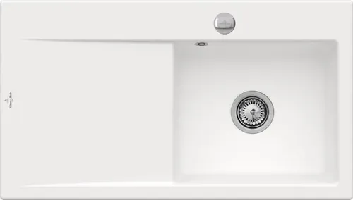 Villeroy & Boch Subway Style 50 Keramikspüle mit Excenterbetätigung - Hochwertige Keramikspüle in Stone White, ideal für Unterschränke ab 50 cm. Mit praktischer Excenterbetätigung und kompakten Maßen (B x T): 90 x 51 cm.