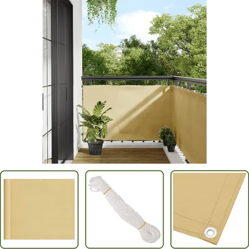 The Living Store Balkon-Sichtschutz Sandfarben 90x700 cm 100% Polyester-Oxford