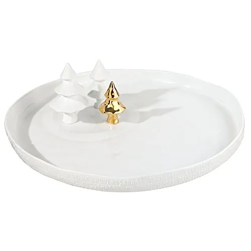 räder Porzellangeschichten Dekoteller Winterlandschaft weiß - Nussknacker - Edler Dekoteller aus hochwertigem Porzellan mit winterlicher Prägung, ideal für stilvolle Tischdekorationen und kreative Arrangements.