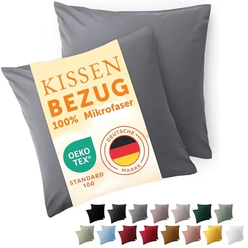 Blumtal Kissenbezug 50 x 50, 2 Stück in grau von Blumtal