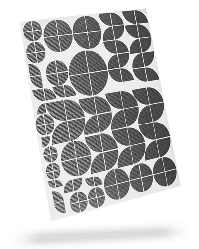 Blackshell Aufkleber passend für alle BMW Embleme - 124 tlg. in Carbon Silber