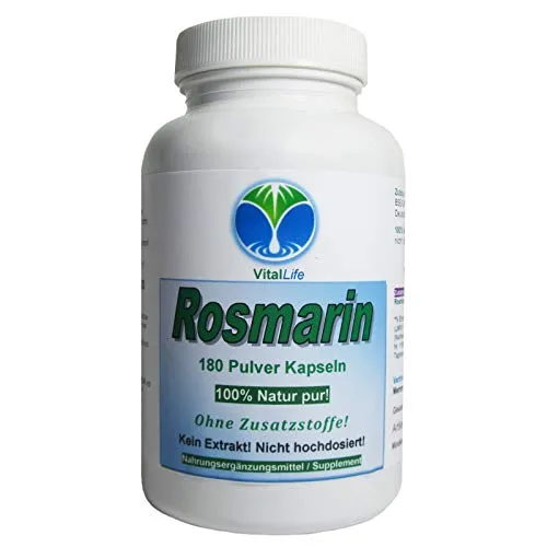Rosmarin 180 Kreislauf Kräuter Kapseln - Multivitaminpräparate & Mineralien, 100% natürliche Zutaten ohne Zusatzstoffe für eine optimale Unterstützung des Wohlbefindens.