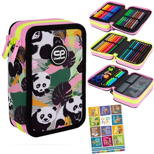 Federmappe 3-Fach Federtasche 46-teilig - Federmappen & Schlamperrollen, gefüllt mit 46 Teilen, robustes Design und sicherer Reißverschluss für optimale Organisation und Schutz der Schulmaterialien.