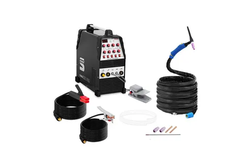 Stamos Welding Group S-ALU 220 PRO Elektroschweißgerät - Professionelles WIG Schweißgerät für Aluminium, 220 A, mit 8 m Kabel und Pulsfunktion für präzises Schweißen von dünnen Blechen und robusten Metallen.