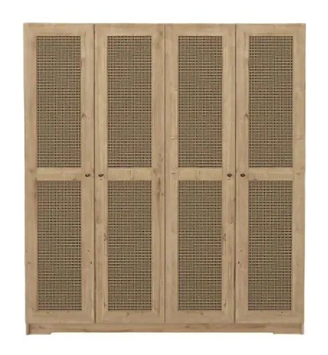 Moderne Luxus Kleiderschrank 180 cm aus Holz in Braun - Kleiderschrank für Schlafzimmer, 4 Türen und 5 Regalfächer bieten viel Stauraum. Mit modernem Design und 2 Jahren Herstellergarantie, ideal für stilvolle Räume.