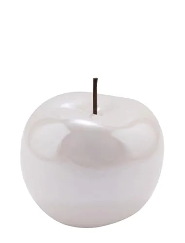 Unbekannt Apfel Deko Keramik Perlmutt Weiß Creme Klein Frühling Pastell 7cm