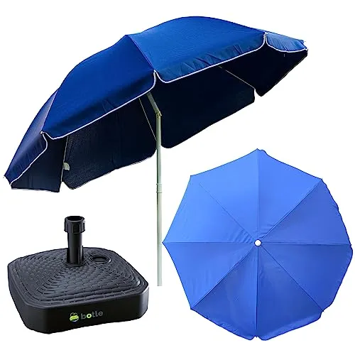 Komplett-Set Sonnenschirm + Sonnenschirmständer für den Garten – Marine, 220cm Durchmesser
