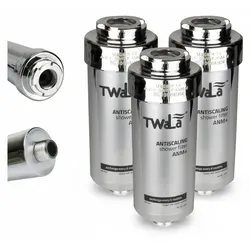 3x TWaLa Duschfilter Chrom Wasserfilter gegen Kalk/Chlor - Duschfilter in Chrom-Optik zur Verbesserung der Wasserqualität. Universell einsetzbar, einfach zu montieren und ideal für Reisen. Schützt vor Ablagerungen und sorgt für weicheres Wasser.