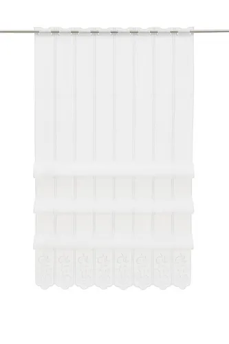 nach Maß Cliprollo Ranken weiß bestickt Höhe 145cm Gardine Bistrogardine Panneau