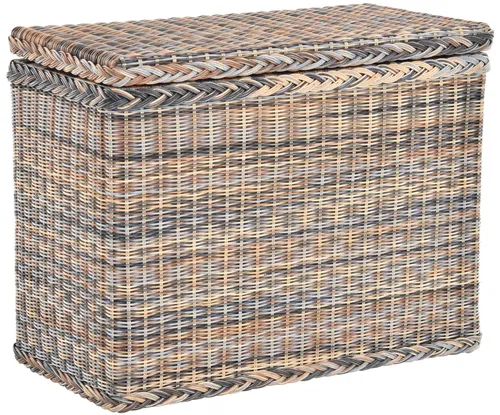 Wäschesortierer aus echtem Rattan mit 3 Fächern von Krines Home