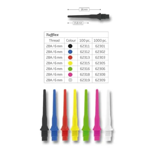 Bull's Tufflex Soft Tips 6 mm 2BA, 1000er Pack - rot