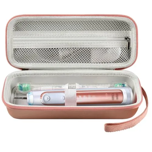 Boobowl Zahnbürsten-Reiseetui für Philips Sonicare/für Oral-B Pro | Fixierband und Netztasche für Griff, Bürstenköpfe und Zahnpasta, für Pendler und Urlauber, ohne Geräte und Zubehör- Gold
