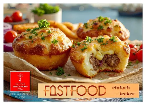 CALVENDO Wandkalender Fastfood einfach lecker (Tischkalender 2026 DIN A5 quer), CALVENDO Mon
