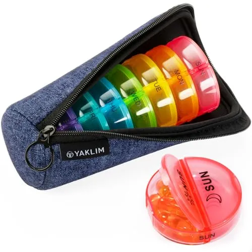Pillendose 7 Tage 2 Fächer Tablettenbox 7 Tage Morgens Abends, Tabletten Box 7tage Große Fächer Mit 14 Extra Großen Fächern Für Woche Tragbare Reise Tabletten Organizer Für Vitamin (blau)