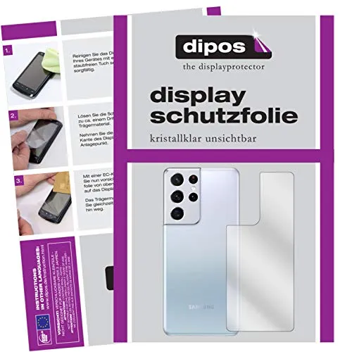 dipos I 6X Schutzfolie klar kompatibel mit Samsung Galaxy S21 Ultra Rückseite Folie Displayschutzfolie (bewusst Kleiner als das Glas, da Dieses gewölbt ist)