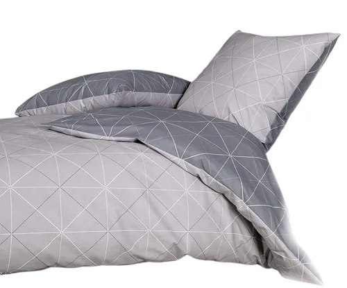 Janine Biber Bettwäsche 135x200 cm - Geometrisch Gestreift Grau - Bettwäsche-Set aus 100% Baumwolle, 2-teilig und kuschelig weich mit Reißverschluss, ideal für gemütliche Winterabende.