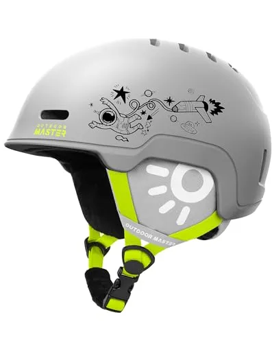 OutdoorMaster Kinder Skihelm, Snowboardhelm für Jungen & Mädchen, Robuste PC-Schale & EPS-Schaum, 12 Belüftungsöffnungen, Verstellbarer Schneesporthelm, Zertifizierter Schneesport- und Snowboardhelm