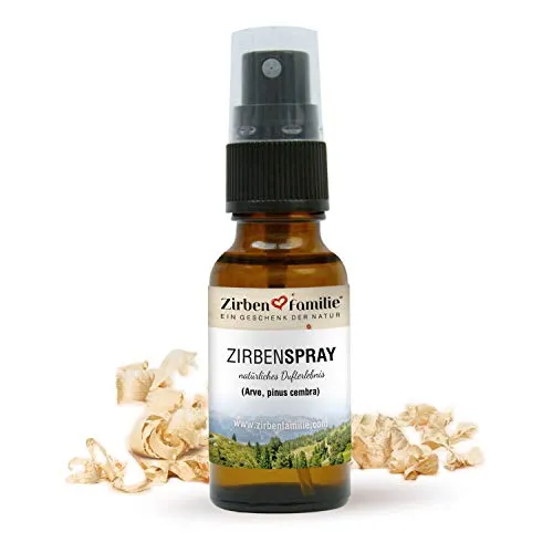 Zirben Familie® ZirbenSpray 20ml | 100% naturbelassenes Raumspray aus Zirbe | Raumerfrischer aus Ätherisches Öl | für einen einzigartigen Raumduft