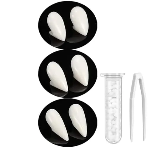 ZHjuju Vampirzähne, 3 Paar Halloween Vampire Falsche Zähne für Cosplay Party Requisiten Halloween Party Zähne,13/15/17 mm.