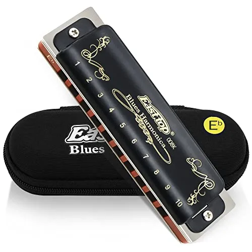 East Top Diatonic Blues Harmonica Mundharmonika Key of Eb 10 Loch T008K Mundharmonika Für professionelle Spieler, Anfänger, Studenten, Erwachsene, Kinder, als bestes Geschenk