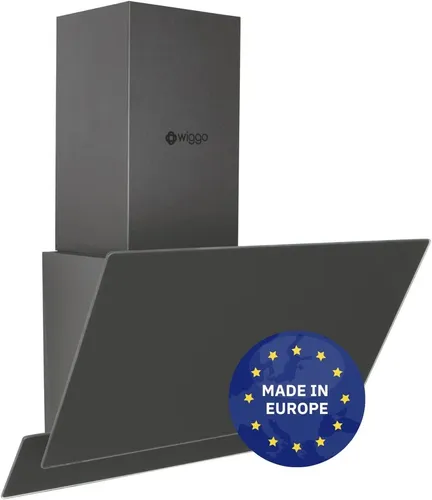 Wiggo Dunstabzugshaube 50cm kopffrei - Effizient und leise mit LED Touch-Display - Dunstabzugshaube mit 300m³/h, abgewinkeltem Design für mehr Kochkomfort und extrem leiser Betriebslautstärke bis 63 dB. Inkl. Fettfilter & 2 Kohlefilter für flexible Abluft- oder Umluftnutzung.