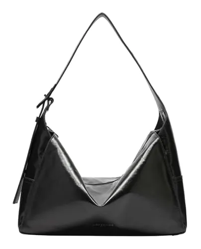 Liebeskind Berlin Women's M Lou 2 Paper Touch Hobo - Black - Damen-Schultertaschen mit elegantem Papier-Touch Material, ideal für einen stilvollen Auftritt im Alltag.