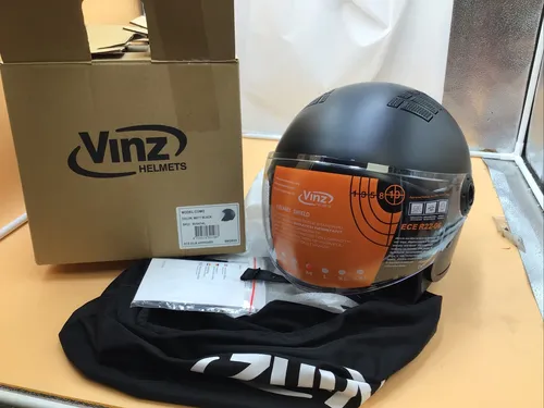 Motorradhelm VINZ Como Jethelm in Schwarz Größe L