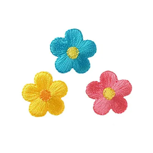 Mono-Quick GmbH Applikationen - Kids and Hits - aufbügelbar Blüten ca. 2,5x2,5 cm blau/gelb/pink 3 St
