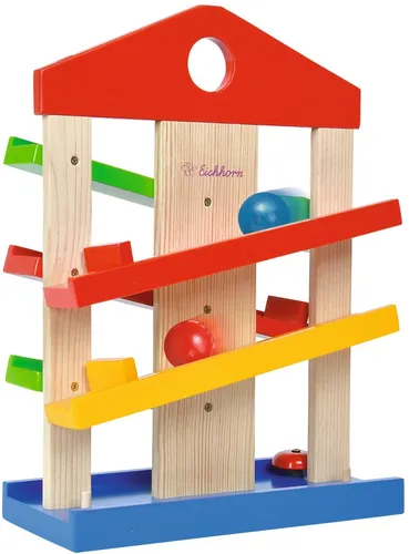 Rollbahn 4-teilig - Kugelbahn für Kleinkinder - Gesellschaftsspiel für Kinder ab 12 Monaten, fördert die motorischen Fähigkeiten und sorgt für stundenlangen Spielspaß.