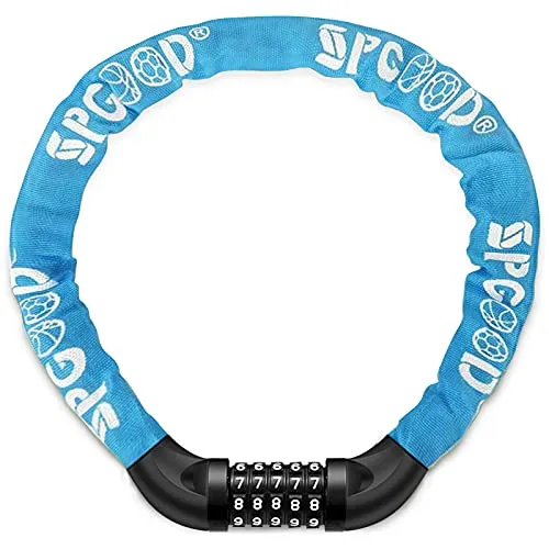 SPGOOD Fahrradschloss - 14 Farben, hohe Sicherheitsstufe - Fahrrad-Kettenschloss mit 7 mm gehärteter Stahlkette für optimalen Diebstallschutz. Individuell einstellbarer 5-stelliger Zahlencode und in 14 Farben erhältlich.