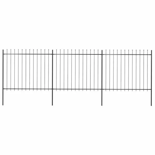 vidaXL Gartenzaun mit Speerspitzen, Stahl 5,1 x 1,5 m Schwarz - Eleganter und stabiler Gartenzaun aus pulverbeschichtetem Stahl mit dekorativen Speerspitzen für hohe Sicherheit. Ideal für Ihr Zuhause oder Geschäft, einfach zu montieren und erweiterbar!