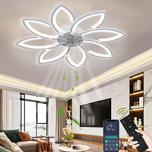 Wildcat Deckenventilator mit Beleuchtung, 90CM Modern LED Dimmbar Deckenleuchte mit Ventilator und Fernbedienung Leise, Kreativer 8 Lichter Design Deckenventilator für Schlafzimmer Küche Esszimmer……