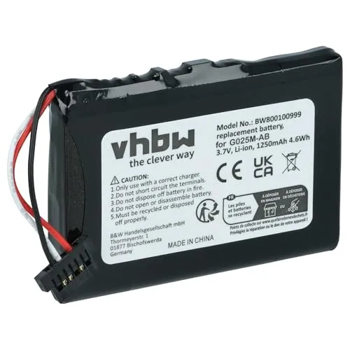 vhbw Akku kompatibel mit MITAC MIO P350 P550 Medion MDPNA 150 MDPNA 470, MD95023, MD95119, MD95157, MD95241, MD95242, MD95243 (1200mAh, 3,7V)