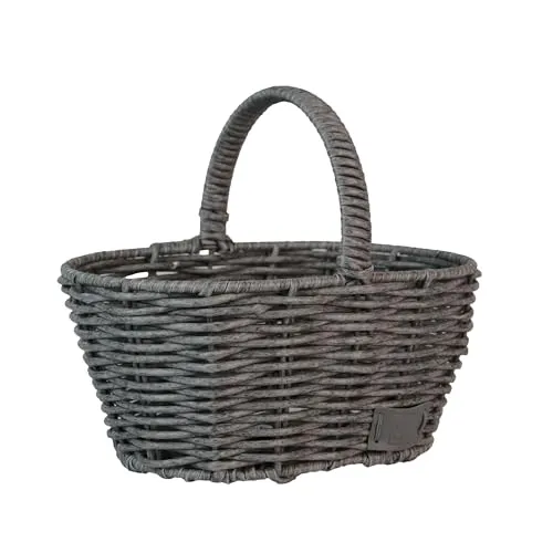 Einkaufskorb Kunststoff oval Klein grau mit Griff