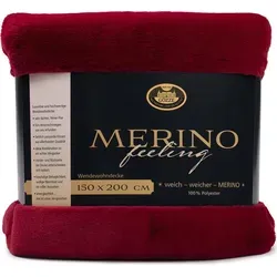 Gözze Wendedecke - Kuschelige Merino Feeling Decke in Karminrot - Bettdecken: Wendbare Kuscheldecke (150 x 200 cm) mit hoher Dichte (600 g/m²) für optimalen Kälteschutz und kuscheligen Komfort. Pflegeleicht und strapazierfähig.