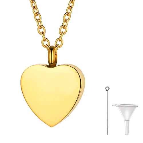 Richsteel Memorial Asche Anhänger goldener Einäscherung Urne Andenken Herz Anhänger mit 55+5cm O Kette für Damen Mädchen