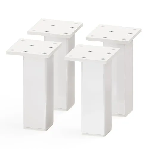 sossai® Aluminium Möbelfüße MFV2 - 4er Set in Weiß, 120mm Höhe - Tischbeine aus hochwertigem Aluminium, elegantes Design und einfache Montage. Ideal für die Erhöhung von Möbeln und erleichtert das Putzen.
