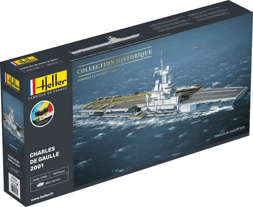 Heller Bausatz STARTER KIT Flugzeugträger CHARLES DE GAULE 1:400 - Bausatz für Flugzeugträger im Maßstab 1:400, aus hochwertigem Kunststoff, ideal für Modellbau-Enthusiasten und Sammler.
