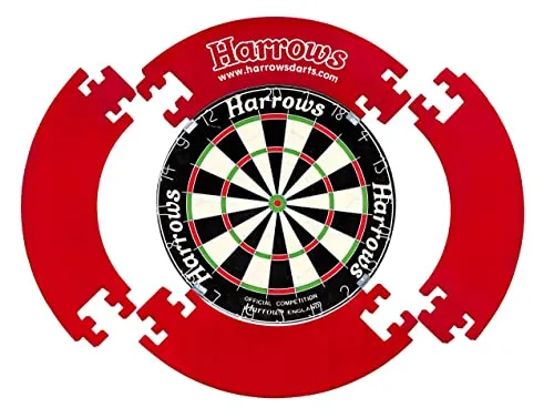 Harrows Dartscheiben-Einfassungsring I Dartscheiben-Einfassung 4 Stück I Einfache Montage Dart-Einfassung I Wandschutz Extra 720 mm Schutz I Doppelseitig für Lange Lebensdauer I Darts-Zubehör I Rot
