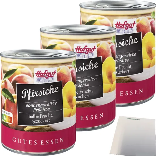 Hofgut Pfirsiche halbe Frucht gezuckert 3er Pack 3x850ml Dose usy Block