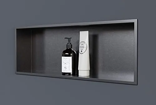 Wandnische aus Edelstahl NT206010X - 20 x 60 x 10 cm (B x H x T) Einbauregal, flexibler Einbau- Ideale Duschablage Farbe:Gunmetal