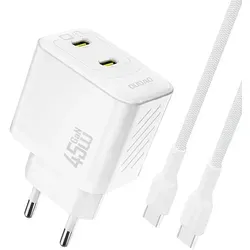 2x Usb-c-wandladegerät Mit Usb-c Gan Pd 45w-kabel – Weiß