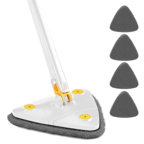 Wischmopp-Set 360° Drehbarer Verstellbarer Reinigungsmopp with 4 Replacement Heads Microfibre Mop Set, Mit Auswring Teleskop-Spin für Floor, Hartholz, Fenster, Boden, Wand, Fliesen Hartholz