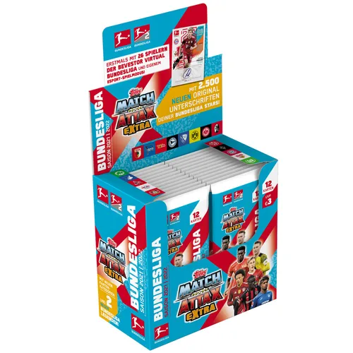 Topps Match Attax EXTRA 2021/22 - 1 Display (24 Booster) - Sammelkarten-Display mit 24 Boostern, jeder Booster enthält 12 Karten für spannende Spieler- und Team-Sammlungen.