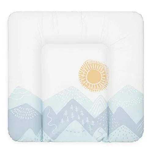 BONKY® Wickelauflage 75x72 cm - weiche Wickelunterlage - Baby Wickeltischauflage - Wasserdischt - Abwaschbar - Made in EU - 100% Oeko TEX - Berge