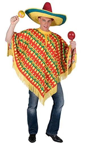 Mexikanischer Poncho Kostüm für Herren und Damen – Karnevalskostüm mehrfarbig