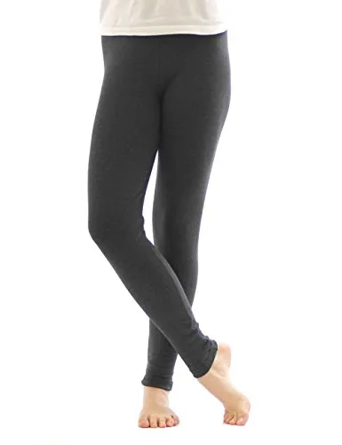 YESET Thermo Leggings Leggins Hose lang aus Baumwolle Fleece warm dick weich dunkelgrau XXL
